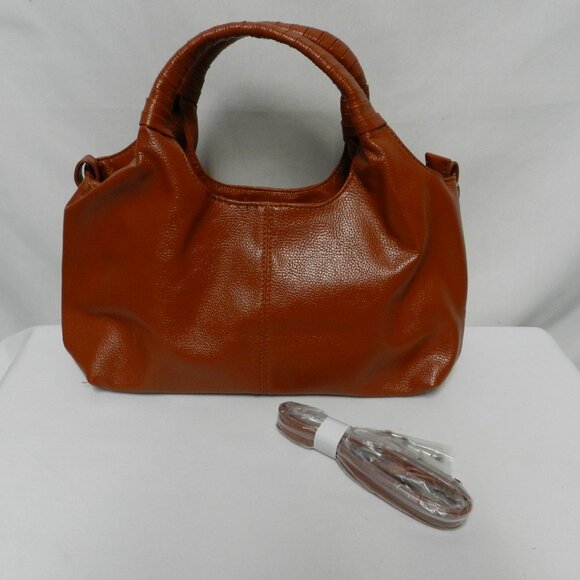 Genuine Leather Top Handle Handbags Satchel tote bag purse brown convertible NEW - Picture 1 of 12